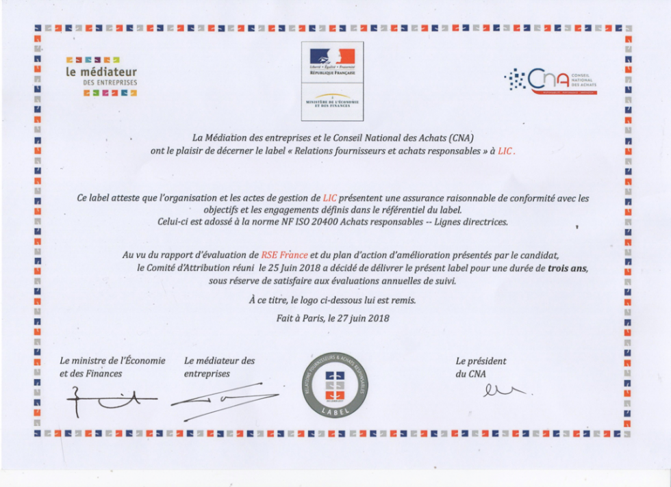 Charte éthique, relations fournisseurs et Label - L'INFORMATIQUE ...